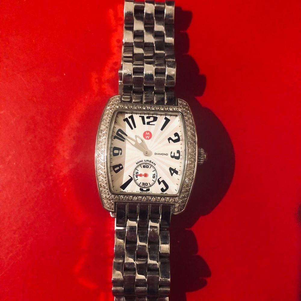 Michele Silver Urban Mini Diamond Watch